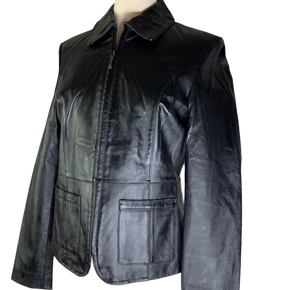 Austin Women’s Black Genuine Leather Modern Style Jacket w/ Pockets Sz. Medium